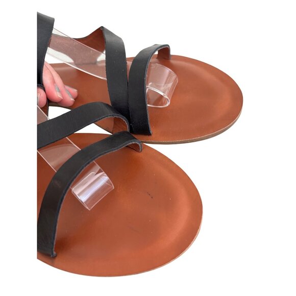 Lucky Brand Black Leather Strappy Flat Sandals Womens Size 8.5M, 39 - Picture 9 of 10
